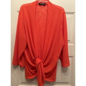 Kasper Cardigan‎ Women's Plus Size 2X Orange Long Sleeve Wrap Closure, Textured